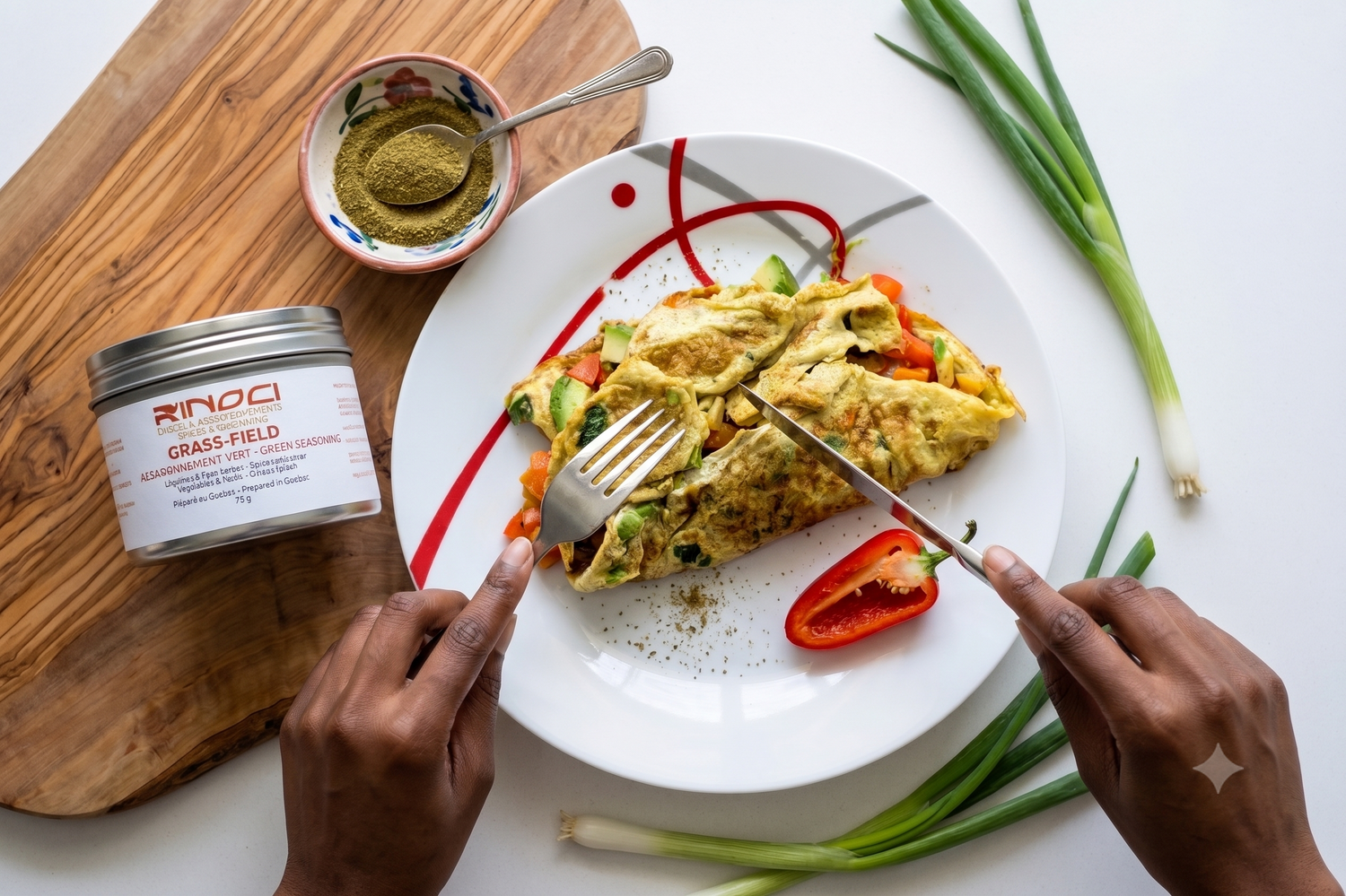 Vegetable Omelette with Grassfield Rinoci Seasoning: A Flavorful and Nutritious Breakfast