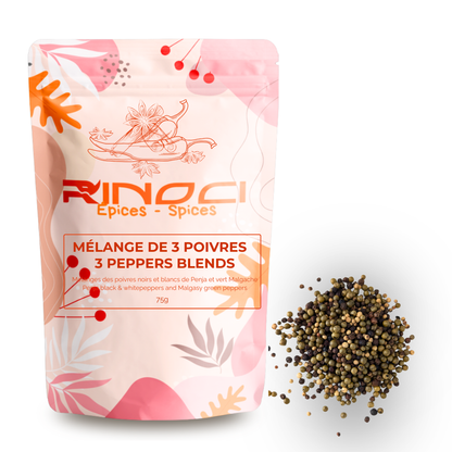 3-Pepper Blend – Penja Black &amp; White Pepper (Cameroon) + Green Pepper (Madagascar) | Gourmet Whole Peppercorn Mix | 100% Natural, Bold, Fresh &amp; Smooth Flavors | Gift-Ready